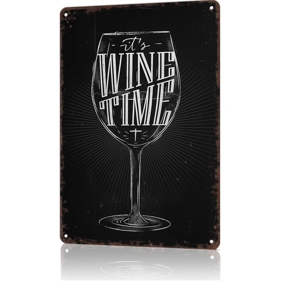 Vintage Metal Tin Sign Wine Time Posters Wall Art for Dorm Home Office Room Decor 8X12inch