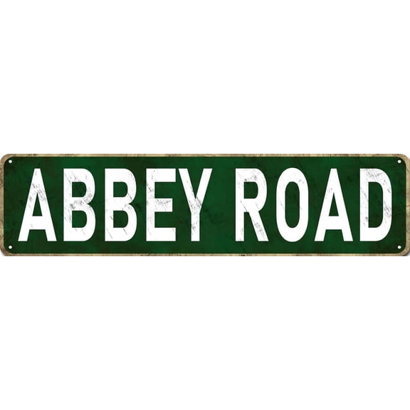 Vintage Metal Tin Signs Abbey Road Street Sign for Retro Country Amusement Park Scenic Road Sign Wall Decor 4x16 inches