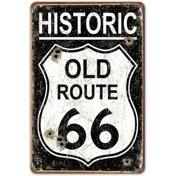 Vintage Metal Tin Signs Garage 8 x 12 Sign - Historic Old Route 66 Car Sign Old School Garage Sign