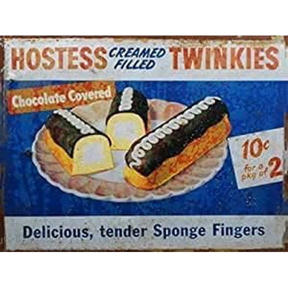 Vintage Metal Tin Signs Hostess Cream Filled Twinkies Road Wall Mans Cave Decorative 8x12 Inch