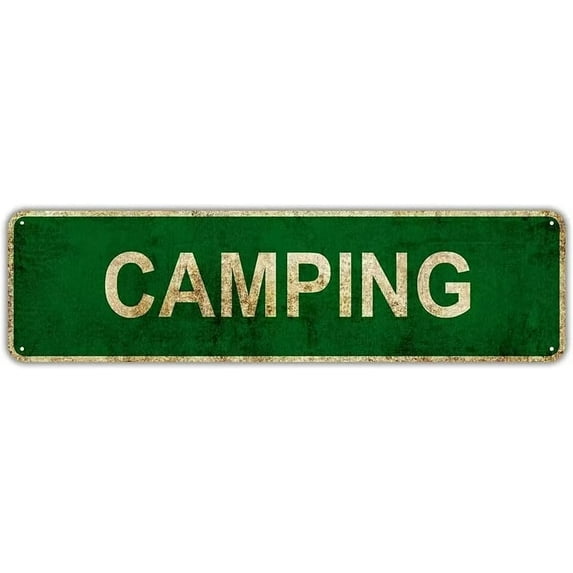 Vintage Metal Tin Signs Instagram Style Camping Signs Amusement Park Scenic Retro Road Signs Country Retro Metal Wall Man Cave 4x16 inches Metal Signs Decorative Signs (Camping Signs)