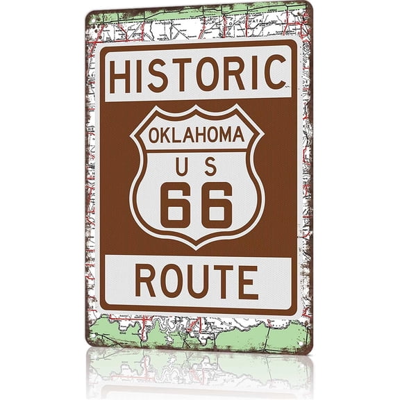 Vintage Metal Tin Signs Route 66 Oklahoma Marker Road Signs High Way Metal Tin Sign For Garage, Man Cave Or Workshop 8x12 Inches