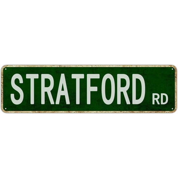 Vintage Metal Tin Street Name Sign, 4 x 16 Inch Avenue Road Wall Plaque for Home, Office, Bar, Man Cave, Garage, Indoor Outdoor Weatherproof