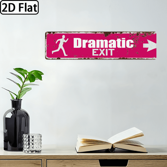 Vintage Metal Tin Street Sign - Dramatic Exit Left Arrow Wall Decor, 16x4 Inch Rustic Distressed Metal Sign for Bar, Cafe, Garage, Farmhouse, Porch, Patio, Bathroom Home Room Wall Art, Vintage Metal