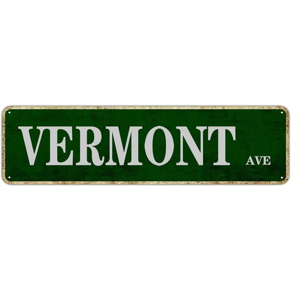 Vintage Metal Tin Street Sign Vermont Avenue Wall Decor for Bedroom Kitchen Garden Bar Coffee Shop 4x16 Inch