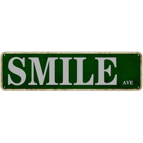 Vintage Metal Tin Wall Sign 4x16 Inch Cheerful Smile Theme Home Kitchen Garden Yard Front Door Decor