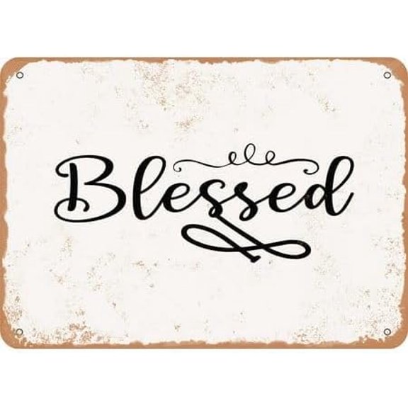 Vintage Metal Tin Wall Sign Blessed Retro Aluminum Decor 8x12 Inch for Home Cafe or Garden