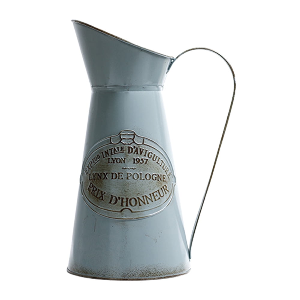 CTW Home Tall Metal Pitcher with Floral Design