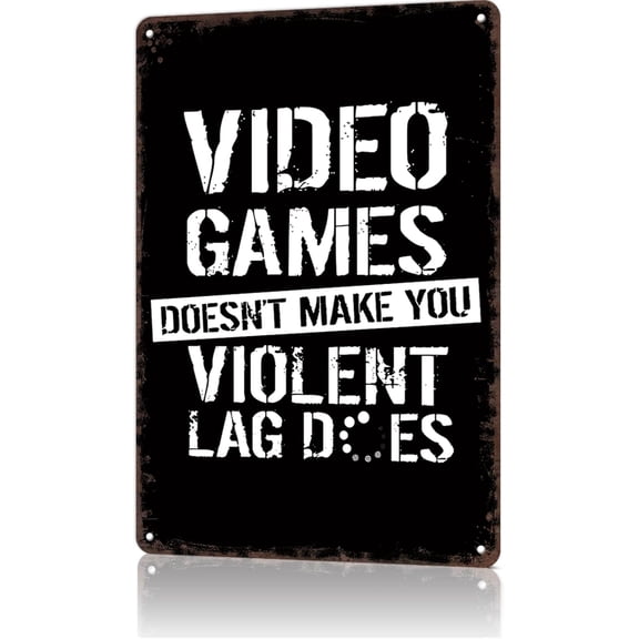 Vintage Metal Video Game Lag Poster Retro Funny Tin Sign for Man Cave Basement Pub Cafe Outdoor Wall Decor 8x12 Inch