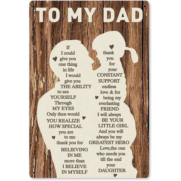 Vintage Metal Wall Art Plaque 12x8 Inch Printed Tin Sign Home Wall Decor Gift for Dad Husband Men