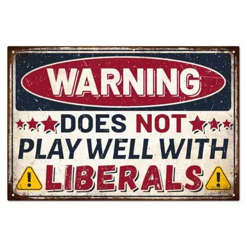 Vintage Metal Wall Art,Political Compatibility Warning Sign,Retro Tin Sign Decor,Suitable for home decoration,living room,dining room,bedroom and other spaces-812 INCH
