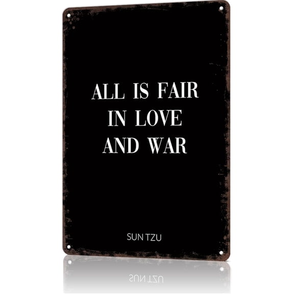 Vintage Metal Wall Sign Sun Tzu Quote Love War Retro Tin Aluminum Poster for Man Cave Garage Living Room Cafe Pub Decoration 8 x 12 Inch