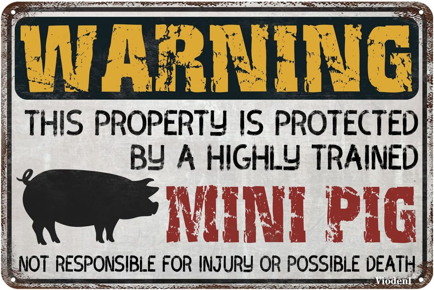 Lustiges Mini-Schwein-Warnschild Aus Metall – Vintage-Design Für Garten, Hof & Garage – 30,5 X 20,3 Cm