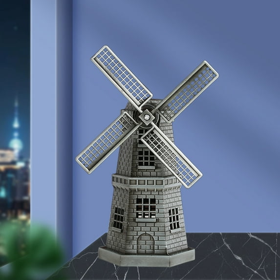 Vintage Metal Windmill Ornaments, Alloy Material Suitable for Bookcase Wine Cabinet Living Room Decor, European Style Desktop Decoration Adds Charming Atmosphere