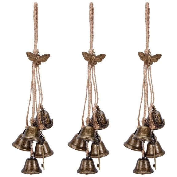 Vintage Metal Witch Bells with Magic Keys Olive Drab Hanging Wind Chime for Door Knob Home Garden Decor
