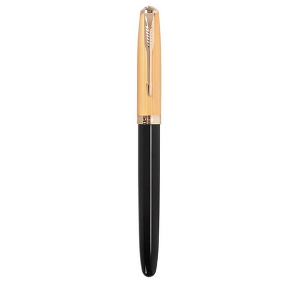 Vintage Metal/Wood Nib 0.38mm Fountain Pen Golden Clip Extra Fine(EF) Business Graduation Writing Ink Pen Gift, Black