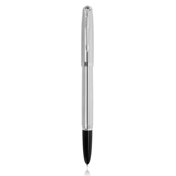 Vintage Metal/Wood Nib 0.38mm Fountain Pen Golden Clip Extra Fine(EF) Business Graduation Writing Ink Pen Gift, Silver