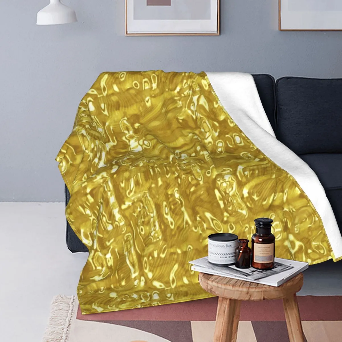 Metallic gold blanket sale