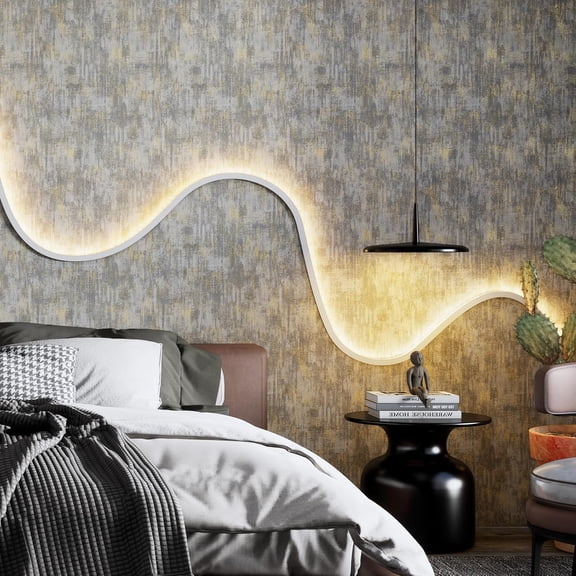 Vintage Metallic Peel and Stick Wallpaper Self Adhesive Industrial Metallic Concrete Wall Paper Modern Stick on Wallpaper Contact Paper(17.3" x 400" Light Gray)