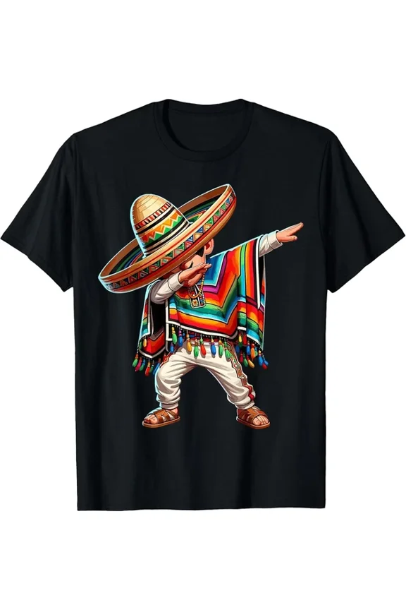Vintage Mexican Boy Dabbing Poncho Cinco De Mayo Unisex Tee Size S-3Xlhot Trending Birthday Gifts