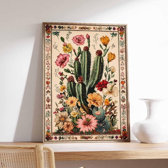 Vintage Mexican Poster Cactus Print Mexican Decor Traditional Latin Decor Botanical Wall Art Tropical Print Latin Wall Art Modern Wall Decor