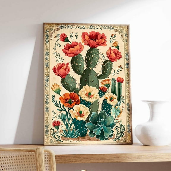 Vintage Mexican Poster, Cactus Print, Mexican Mexican Decor, Traditional Latin Decor, Botanical Wall Art, Tropical Print, Latin Art Wall Art, Modern Wall Decor, 8x12 UNFRAMED