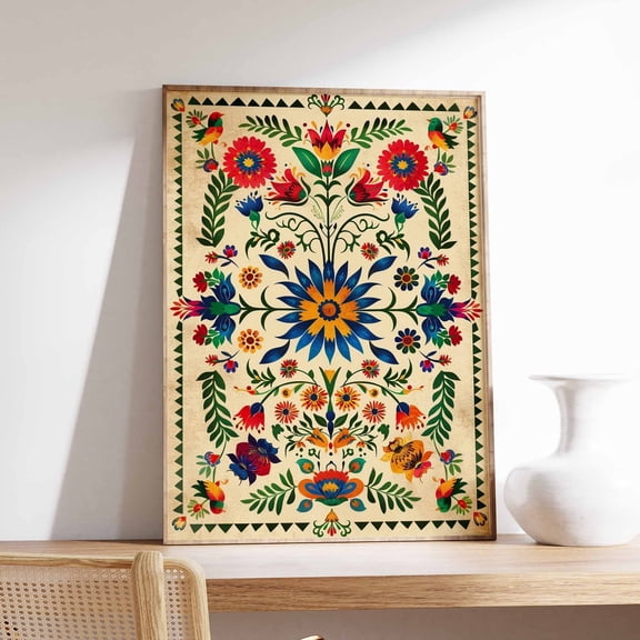 Vintage Mexican Poster, Mexican Mexican Decor, Traditional Latin Decor, Floral Print, Botanical Wall Art, Tropical Print, Latin Art Wall Art, Modern Wall Decor, 24x36 UNFRAMED