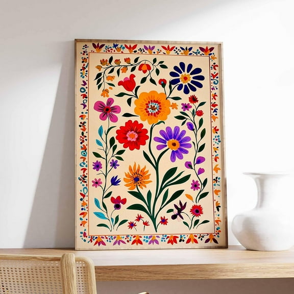 Vintage Mexican Poster, Mexican Mexican Decor, Traditional Latin Decor, Floral Print, Botanical Wall Art, Tropical Print, Latin Art Wall Art, Modern Wall Decor, 8x12 UNFRAMED