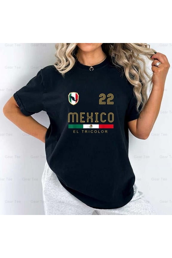 Vintage Mexico Jersey Football Soccer Flag, World Cup Fan Supporter, Green, Aztec, Pride Comfort Color T-Shirt Unisex, up to 4XL