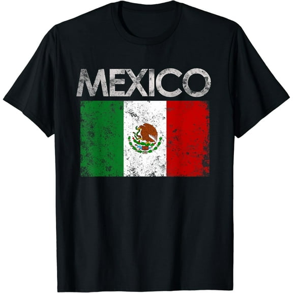 Vintage Mexico Mexican Flag Pride Gift T-Shirt Black 3X-Large