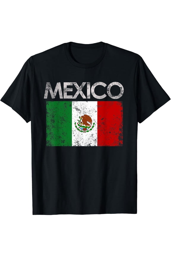 Vintage Mexico Mexican Flag Pride Gift T-Shirt Black 3X-Large
