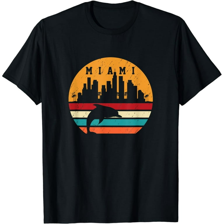 Vintage Miami 80s Dolphin Silhouette Souvenir Dolphin Lovers T-Shirt Vintage Miami 80s Dolphin Silhouette Souvenir Dolphin Lovers T-Shirt