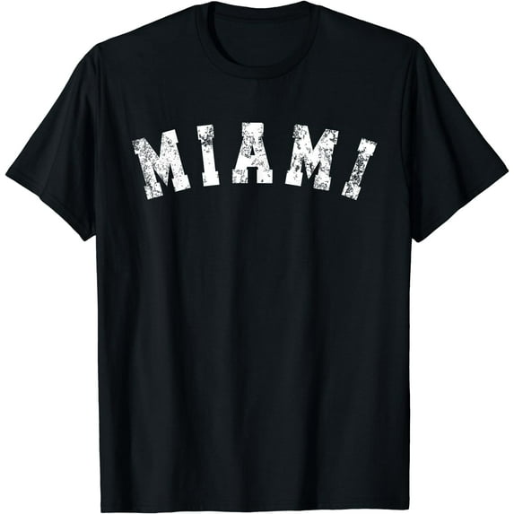 Vintage Miami Florida Retro Distressed Apparel T-Shirt Black Medium