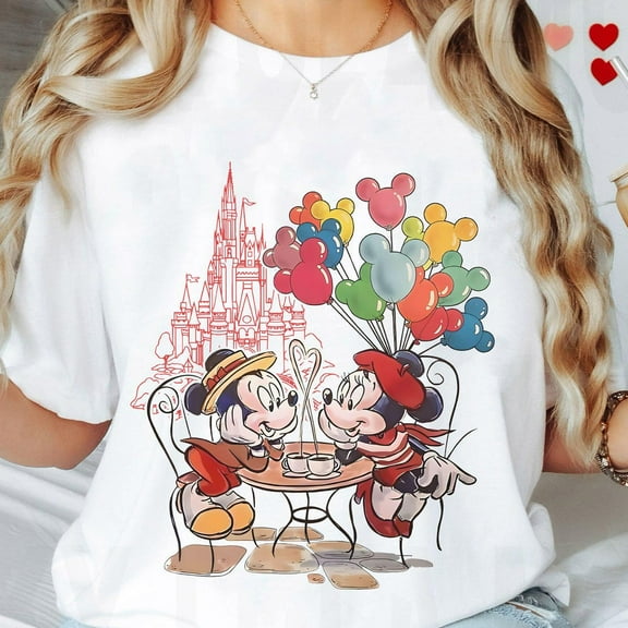 Vintage Mickey And Minnie Balloon Shirt, Disney Couple Matching Tshirt, Disneyland Family Holiday Vacation 2025 Trip, The Magic Kingdoms-5Xl Shirt