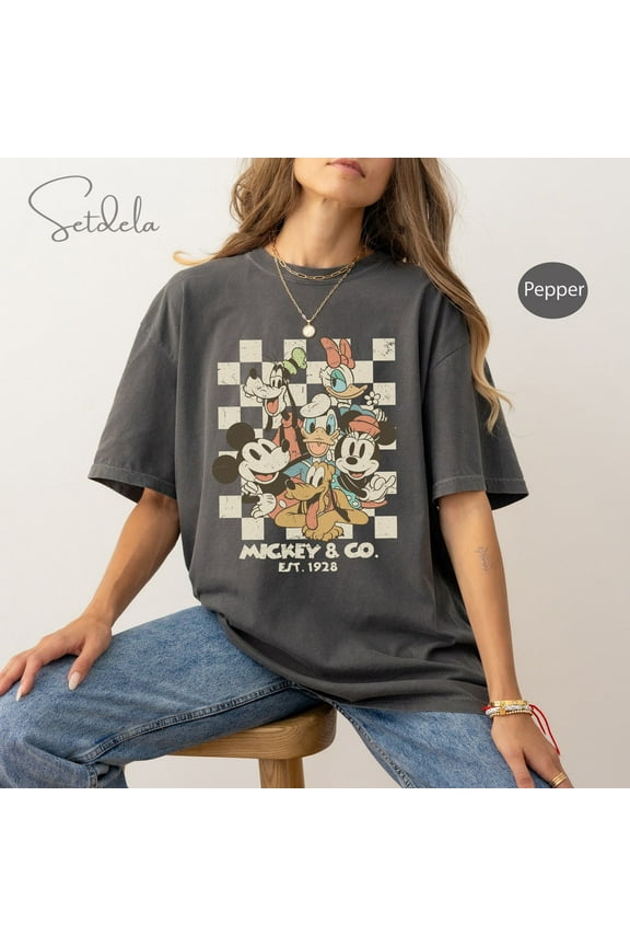 Vintage Mickey & Co 1928 Comfort Colors T-Shirt, Mickey And Friends Shirt, Vintage Disneyland Shirt, Disneyworld Shirts, Disney Family Shirts, Pepper Color