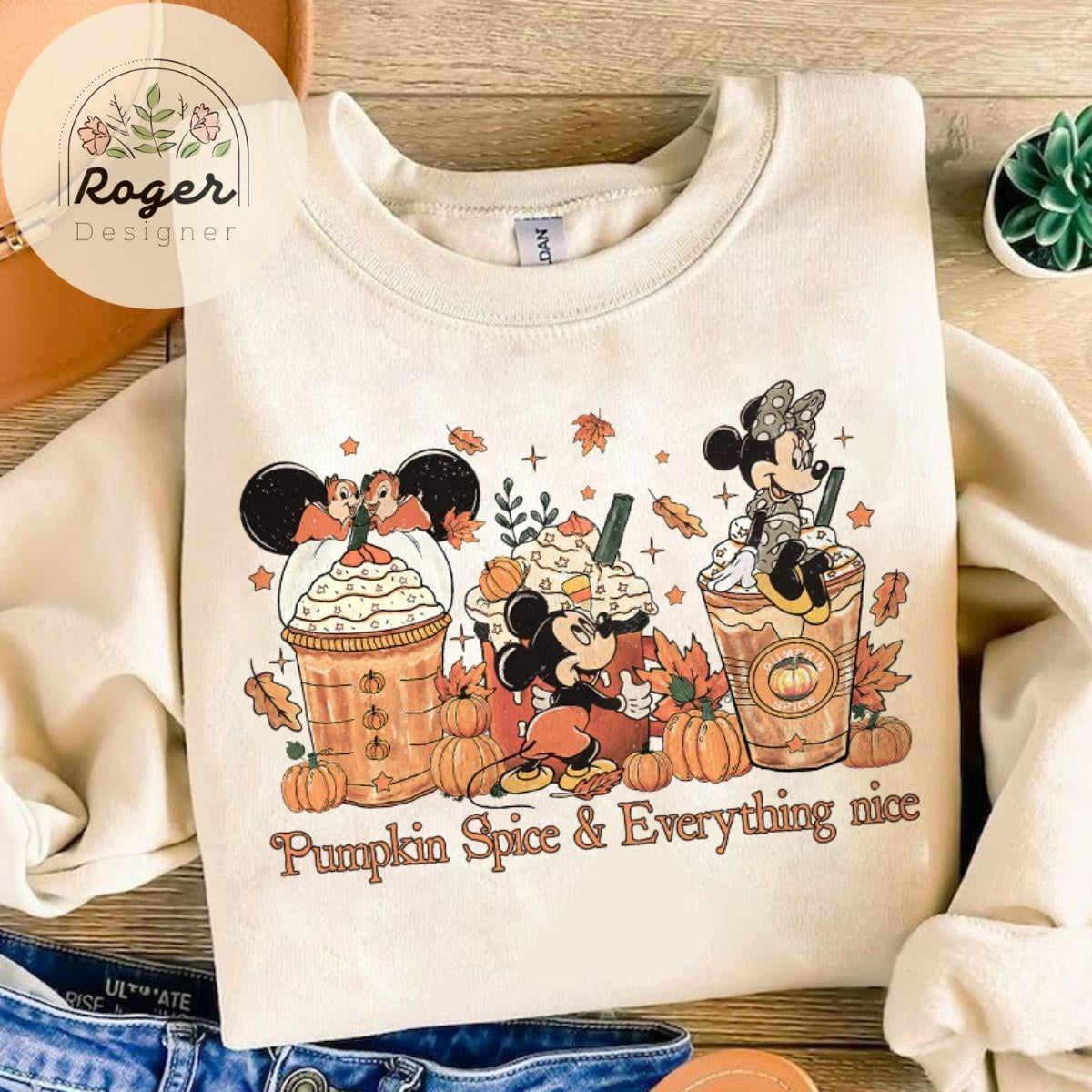 Vintage Mickey Friends Disney Coffee Latte Fall Vibes Shirt