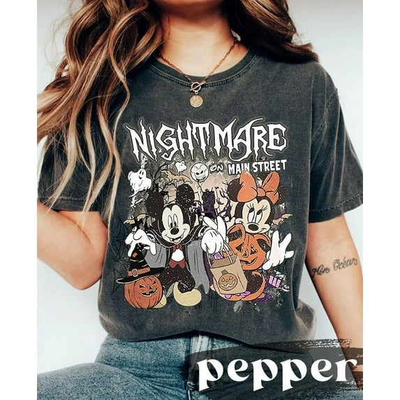 Vintage Mickey Minnie Ghost Halloween Comfort Colors T-Shirt, Nightmare On The Main Street, Disney Halloween Shirt, Retro Mickey Ghost Shirt, Cute Fall Shirt