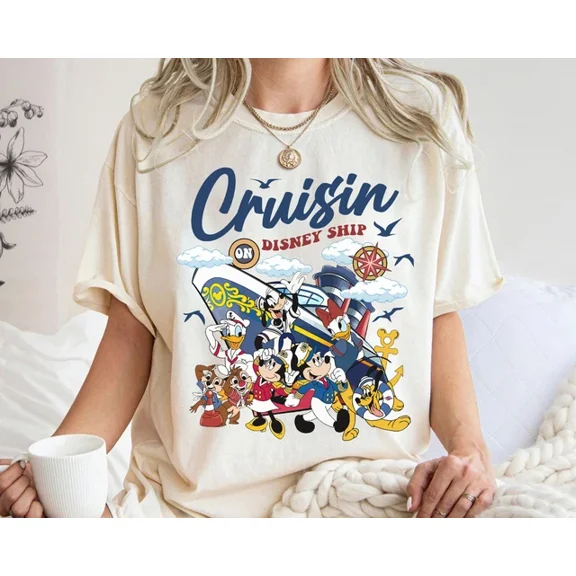Vintage Mickey and Friends Cruisin On Disney Ship Unisex Adult Kid Shirt 660010