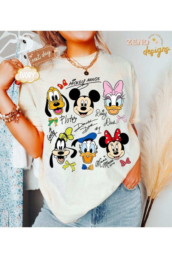 Vintage Mickey and Friends Signatures Shirt, Magical Shirt, Disney Characters Tee, Disney Mouse Head Tee, Mickey and Co Gift