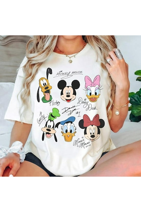 Vintage Mickey and Friends Signatures Shirt, Magical Sweatshirt, Disney Characters Tee, Disney Mouse Head Tee, Mickey & Co Gift, Disney Tee