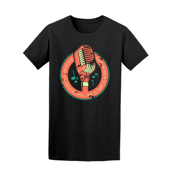 Vintage Microphone 'Em Ipsum...' T-Shirt Men -Image by Shutterstock, Male Large