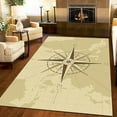 thumbnail image 1 of Vintage Mid-Century Area Rug, Nautical Compass Decorative Rug, Easy Clean Carpet With Anti-Slip Backing For Bedroom Living Room Dining Room Office 4x6ft, 1 of 6