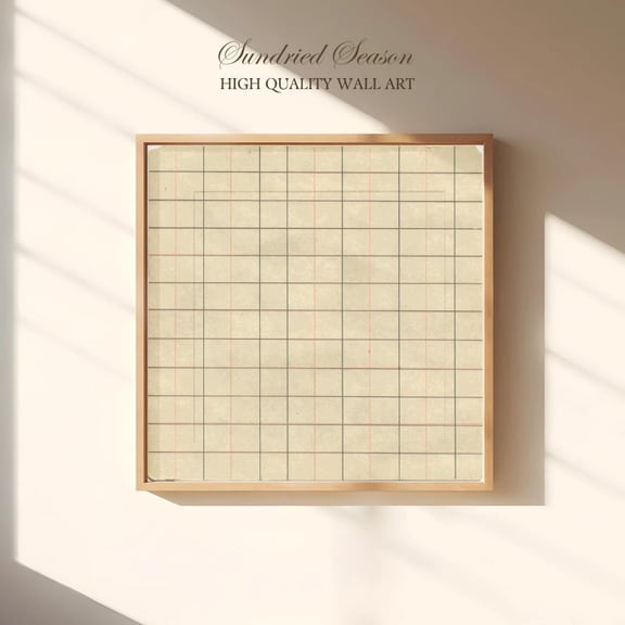 Vintage Mid-Century Grid Muted Retro Square Neutral Graph Minimal Wall