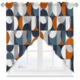 thumbnail image 1 of Vintage Mid-Century Swag Valances for Windows 2 Pack Modern Abstract Geometric Orange White Swag Kitchen Curtains 36 Inches Long Rod Pocket Short Window Treatment for Kitchen Bathroom 28"x36", 1 of 8