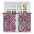 thumbnail image 1 of Vintage Middle Century Kitchen Curtains 45 Inch Length, Abstract Bohemia Style Aztec Pink Tiers Curtains for Bathroom Bedroom Cafe, Light Filtering Small Window Treatment Drapes 2 Panels 42"Wx45"L, 1 of 8