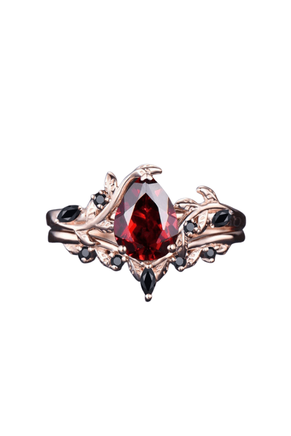 Vintage Milgrain Marquise Cut Garnet Engagement Ring - Unique January Birthstone Promise Ring -14K Rose Gold Finish - Red Garnet Wedding Ring