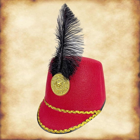 Vintage Military Style Marching Band Hat – Classic Dress Up Cap for Men and Women in One Size, Retro cosp^lay Headwear with Feather Plume