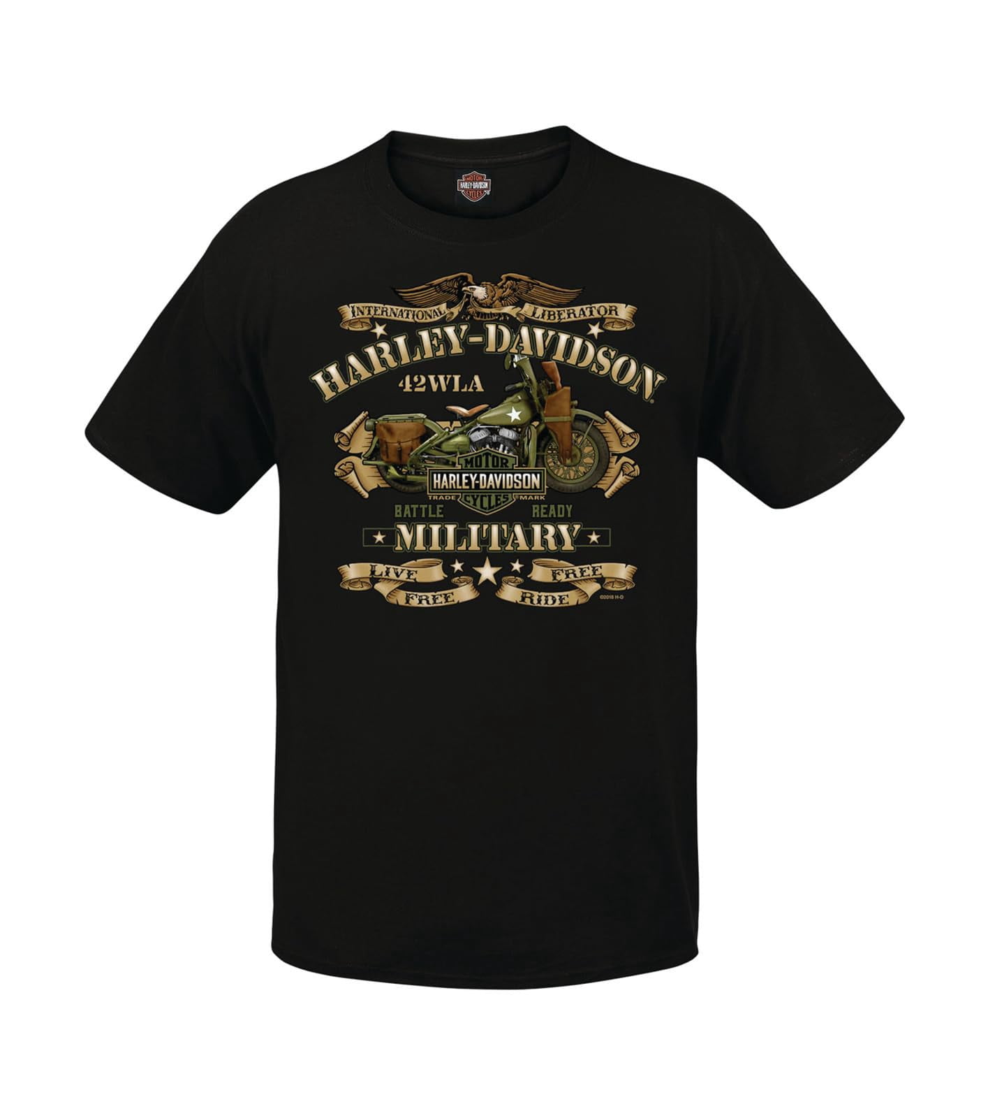 Vintage Military-Themed Harley-Davidson Motorcycle Graphic T-Shirt for ...