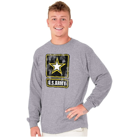 Vintage Military US Army Star Logo Unisex Plus Size Long Sleeve Shirt Brisco Brands 3X