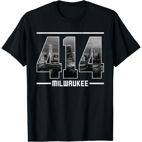 Vintage Milwaukee 414 Area Code Wisconsin Skyline T-Shirt
